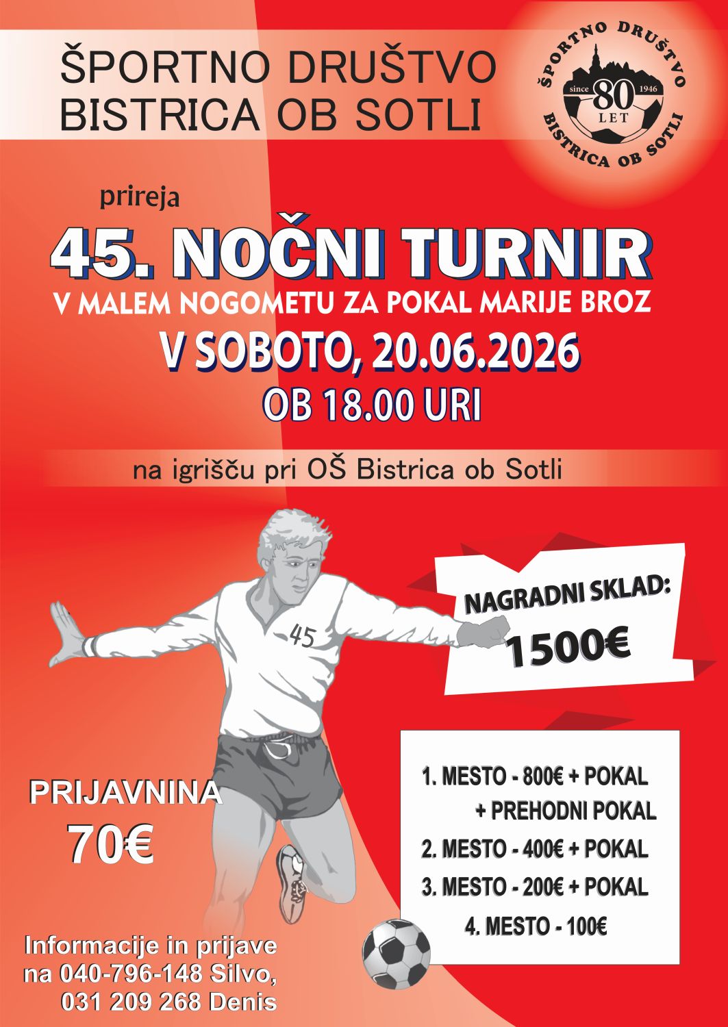45. Nočni turnir Za Pokal Marije Broz prihaja v Bistrico Ob Sotli